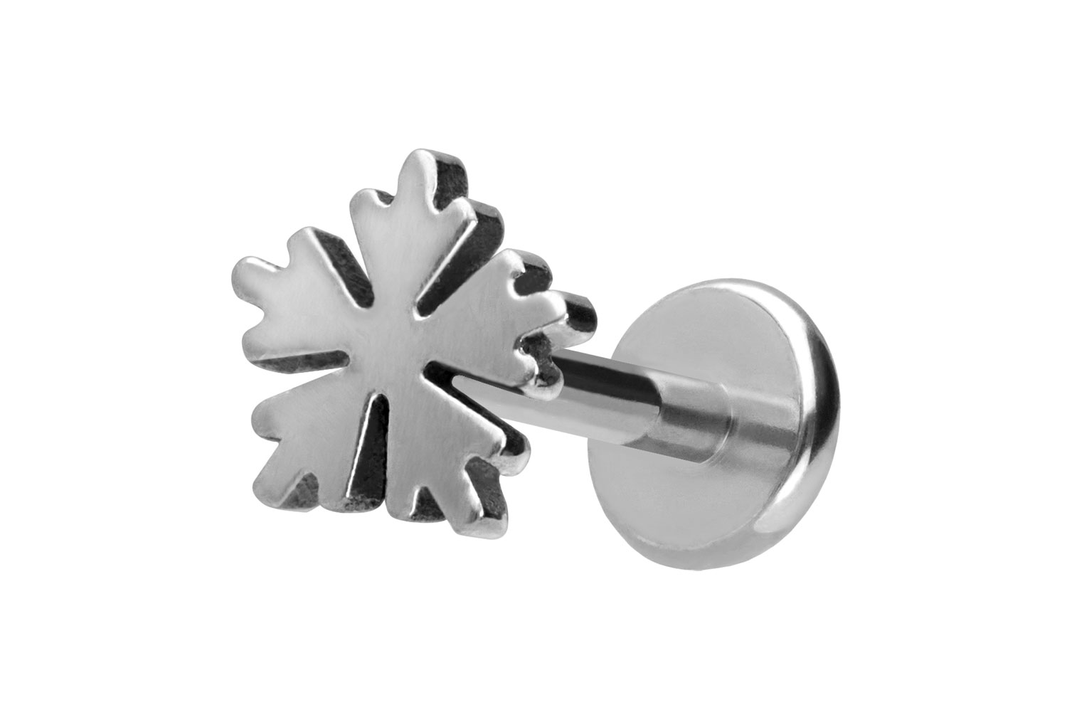 Titan Labret Piercing mit Push Fit SCHNEEFLOCKE